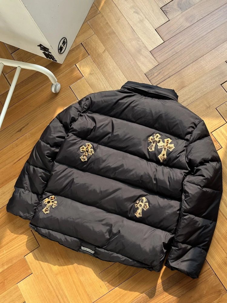 Chr0me Hearts Leopard Pattern Cross Down Jacket