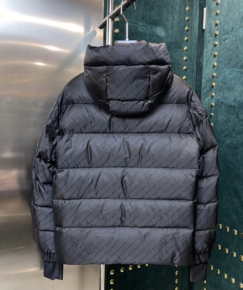 M0ncler Full Print Logo Down Jacket Black