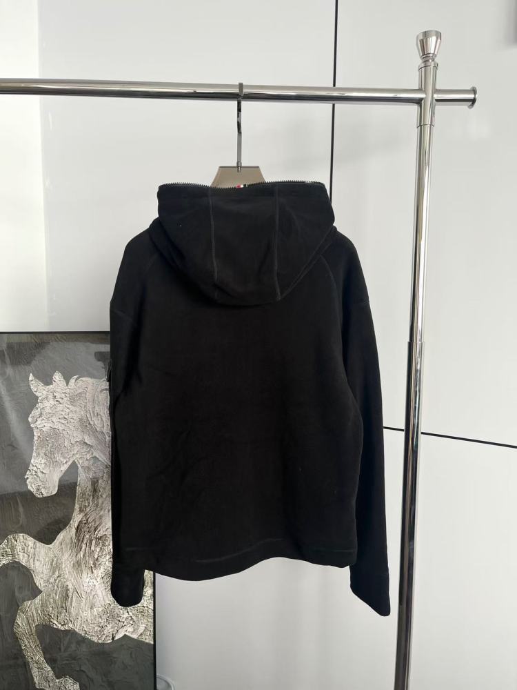 M0ncler Arm Pocket Zip Up Fleece Jacket Black And White