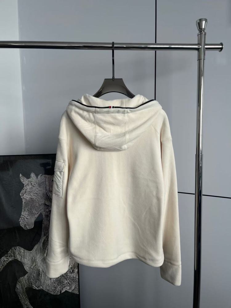 M0ncler Arm Pocket Zip Up Fleece Jacket Black And White