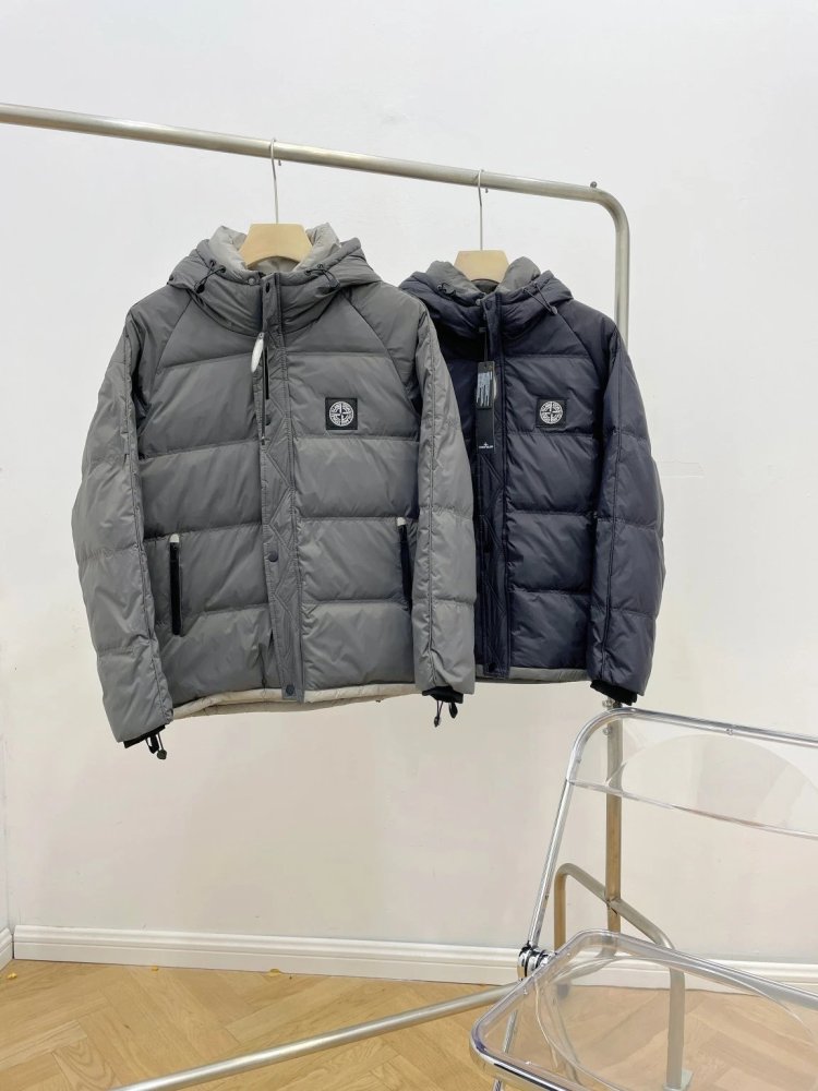 St0ne Island Small Logo Basic Style Down Jacket Black Grey