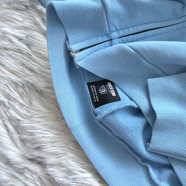 1:1 Hellstar Vintage Washed Zipper Hoodie Blue