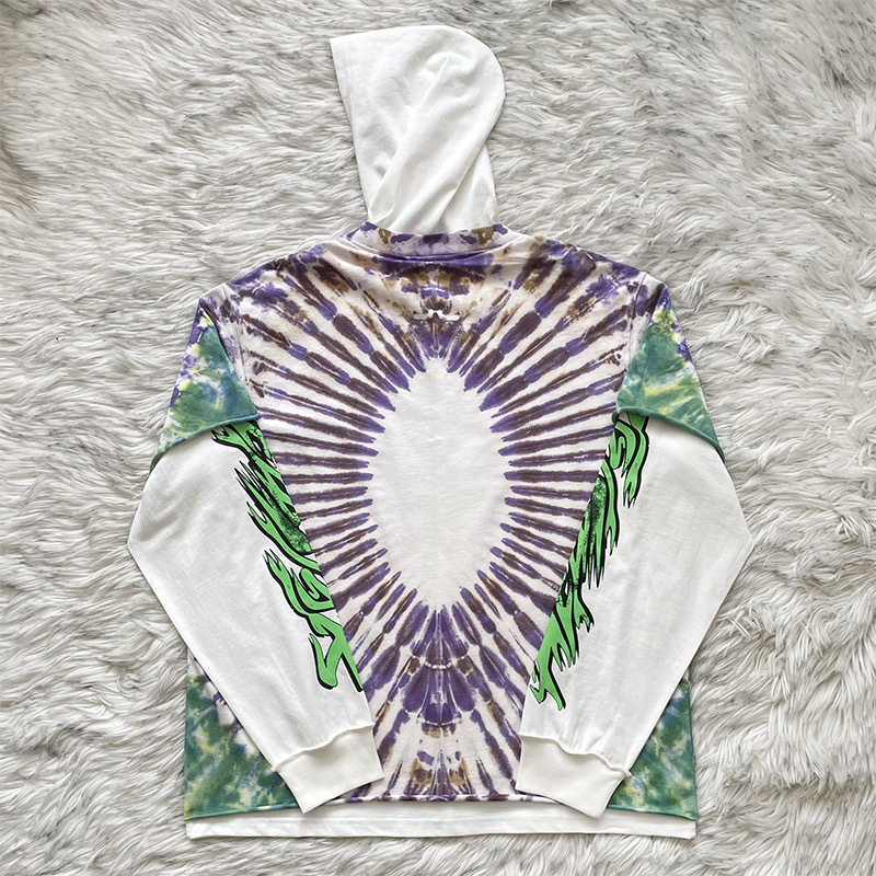Hellstar Tie-dye embroidery patchwork zipper hoodie