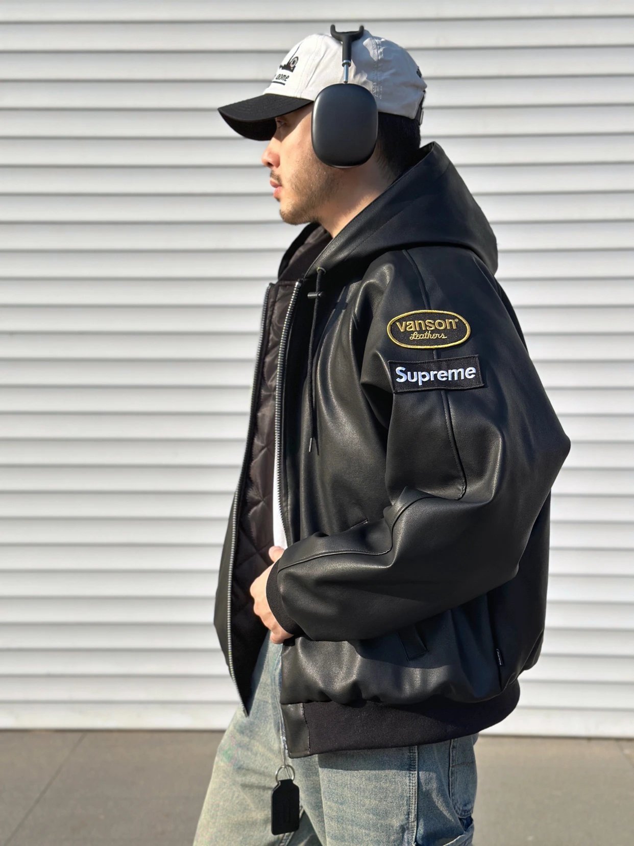 Sup x Vanson Leather Jacket Padded Jacket Black Red
