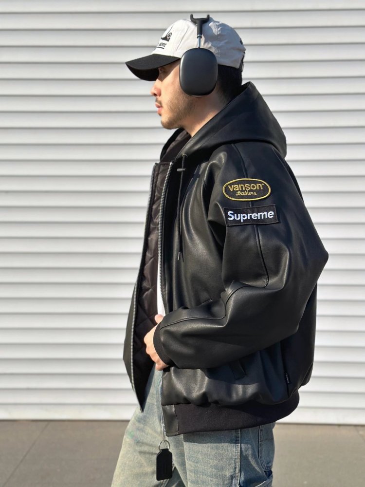 Sup x Vanson Leather Jacket Padded Jacket Black Red