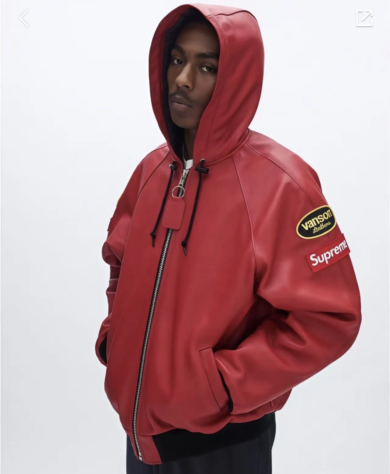 Sup x Vanson Leather Jacket Padded Jacket Black Red