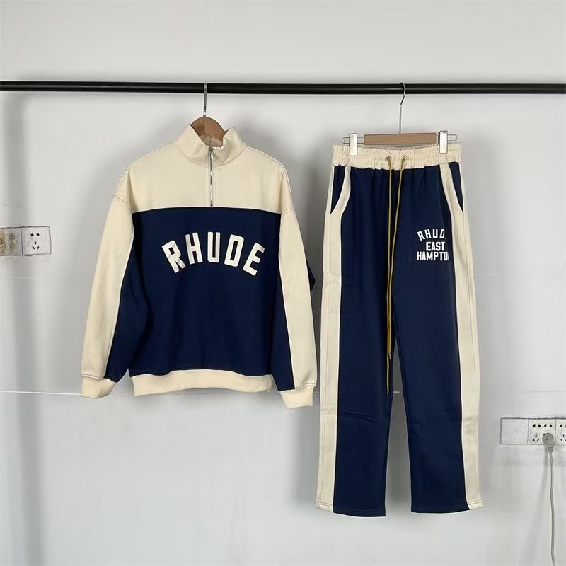 Rhude Half Zip Joint Color Top And Pants 4 Colors