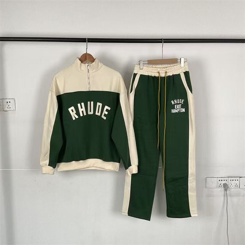 Rhude Half Zip Joint Color Top And Pants 4 Colors