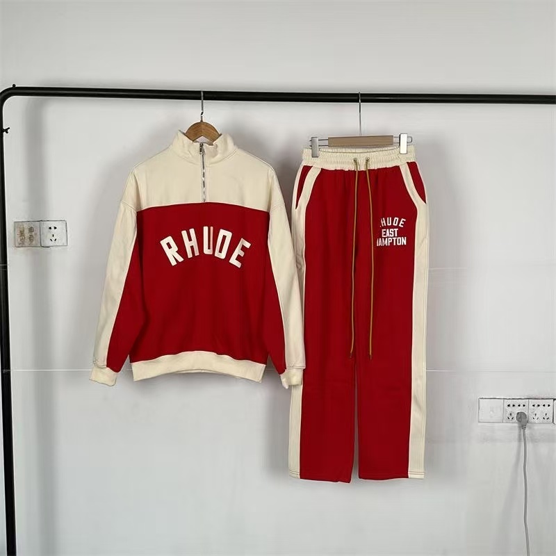 Rhude Half Zip Joint Color Top And Pants 4 Colors