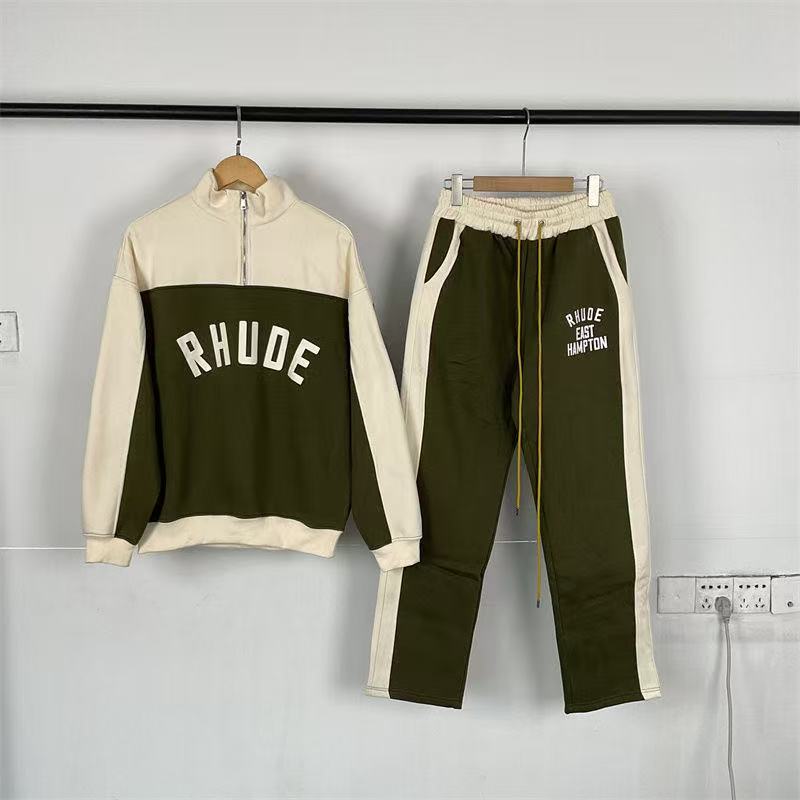 Rhude Half Zip Joint Color Top And Pants 4 Colors