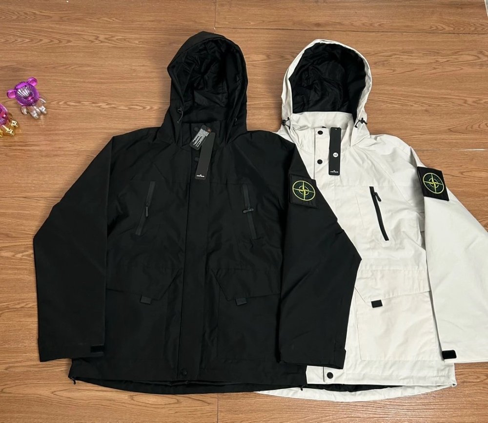 Stone Island Magic tape badge function pocket windbreaker Jacket 2 Colors