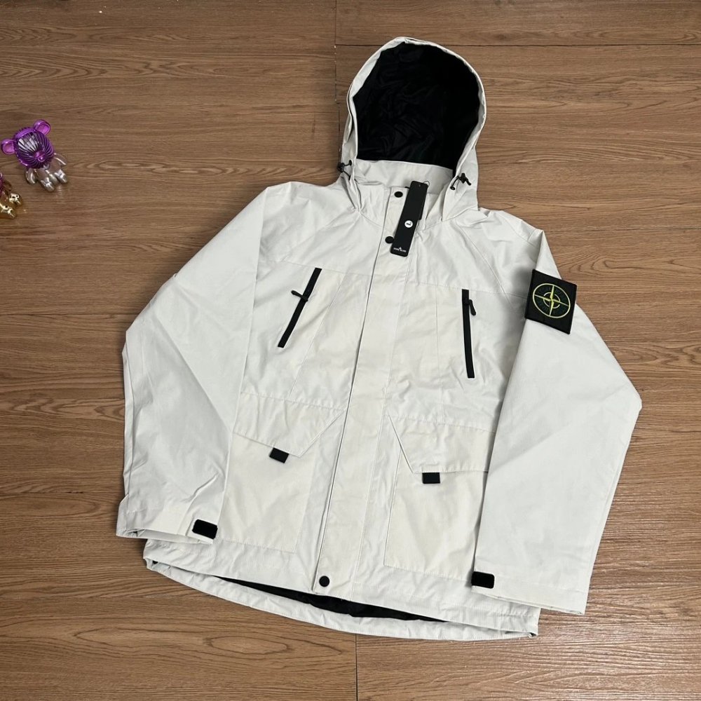 Stone Island Magic tape badge function pocket windbreaker Jacket 2 Colors