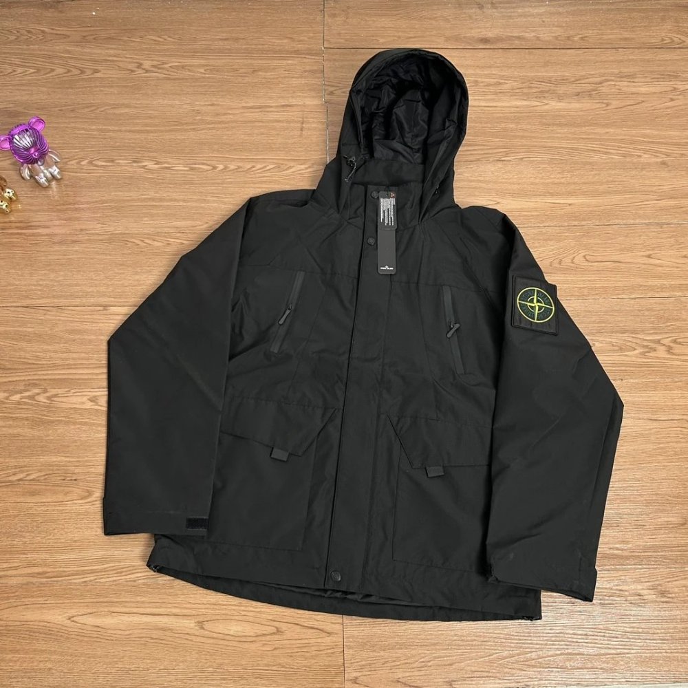 Stone Island Magic tape badge function pocket windbreaker Jacket 2 Colors