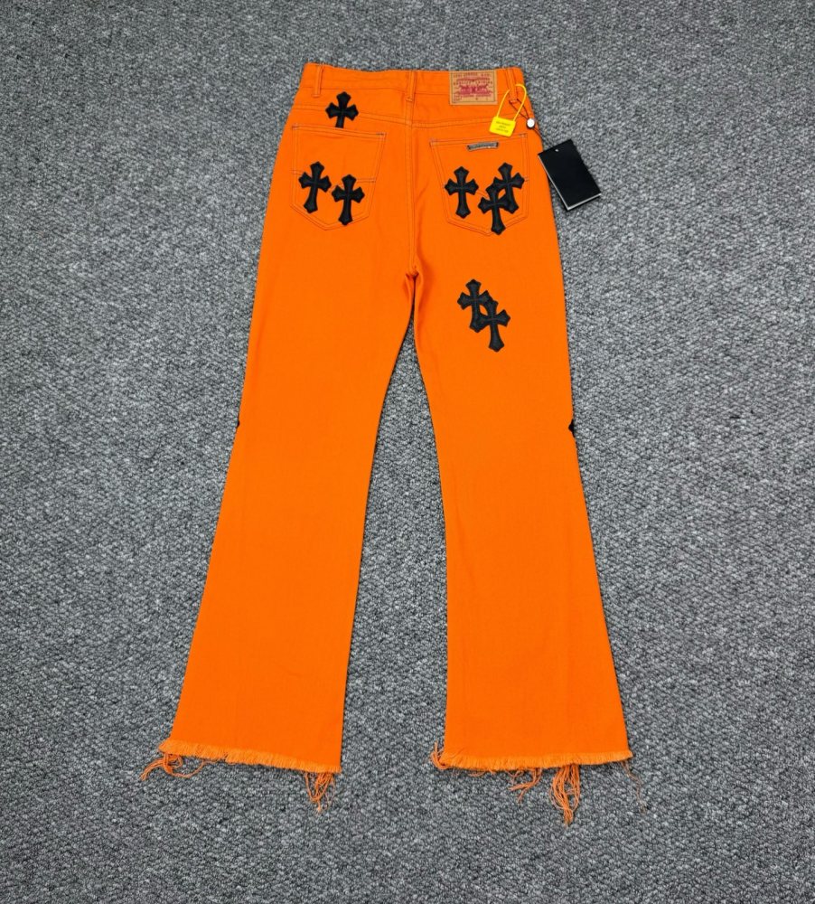 CH Orange Jeans With Black Crossing Patch
