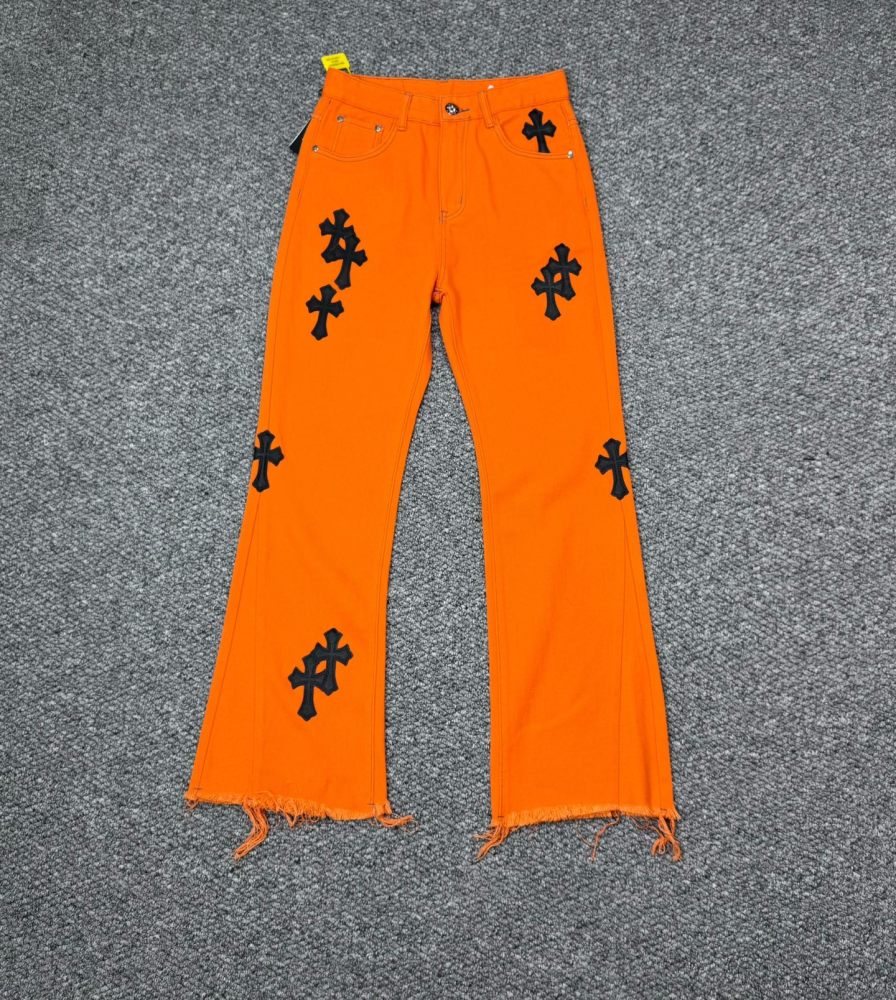 CH Orange Jeans With Black Crossing Patch