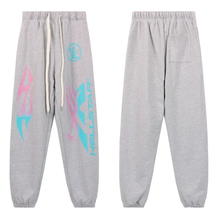 HS Powder Blue Gradient Letter Flame hoodie & pants set 2 colors