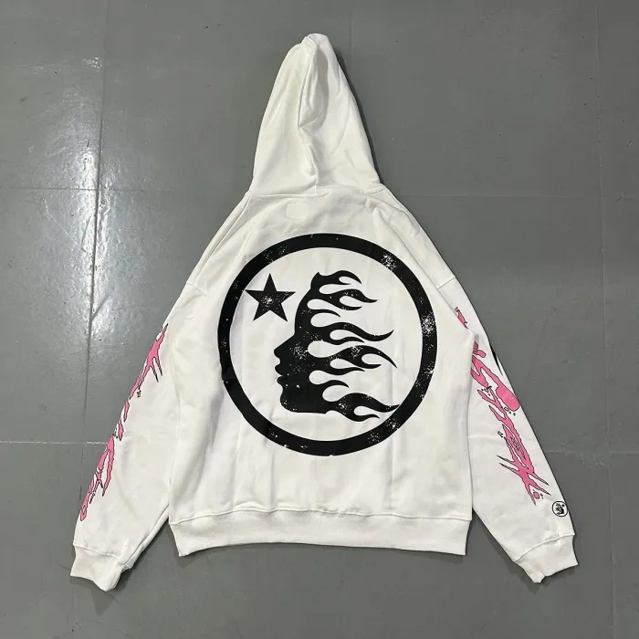 HS Sleeve Arm Pink Letter Flame Print hoodie 2 colors