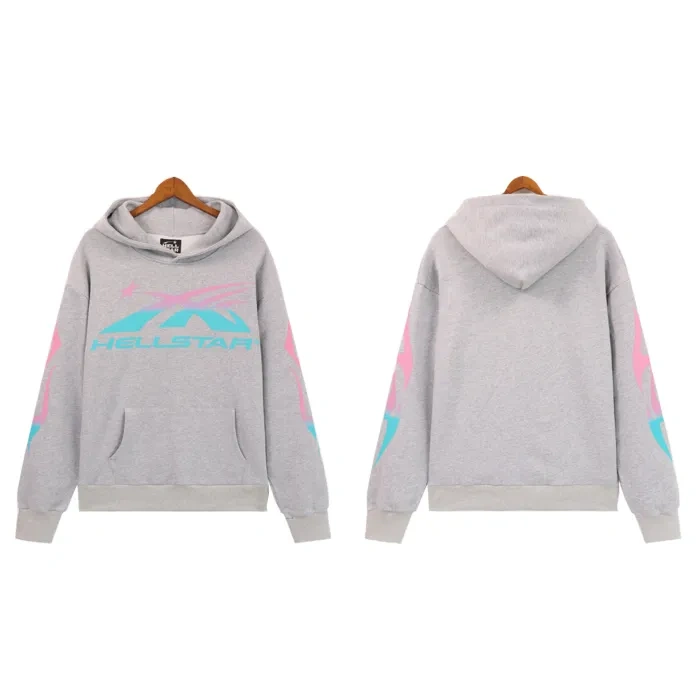 HS Powder Blue Gradient Letter Flame hoodie & pants set 2 colors