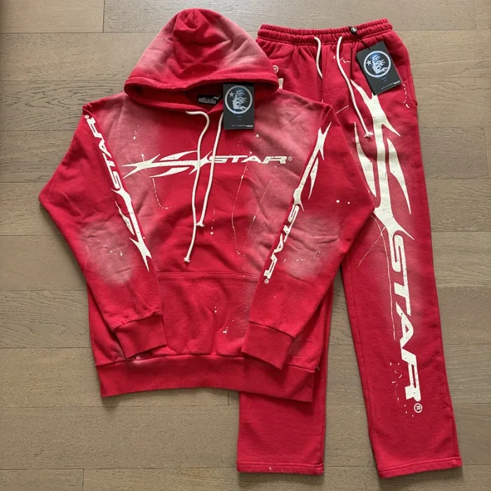 HS Distressed Letter Logo Ink Splattered hoodie & pants set 2 colors
