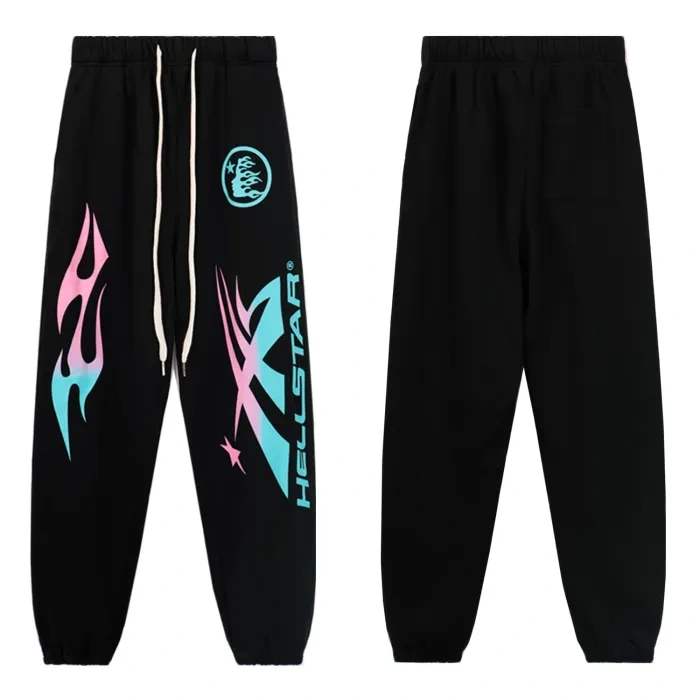 HS Powder Blue Gradient Letter Flame hoodie & pants set 2 colors