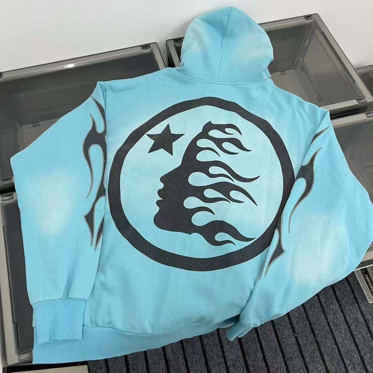 HS Vintage Washed Zipper Hoodie Blue
