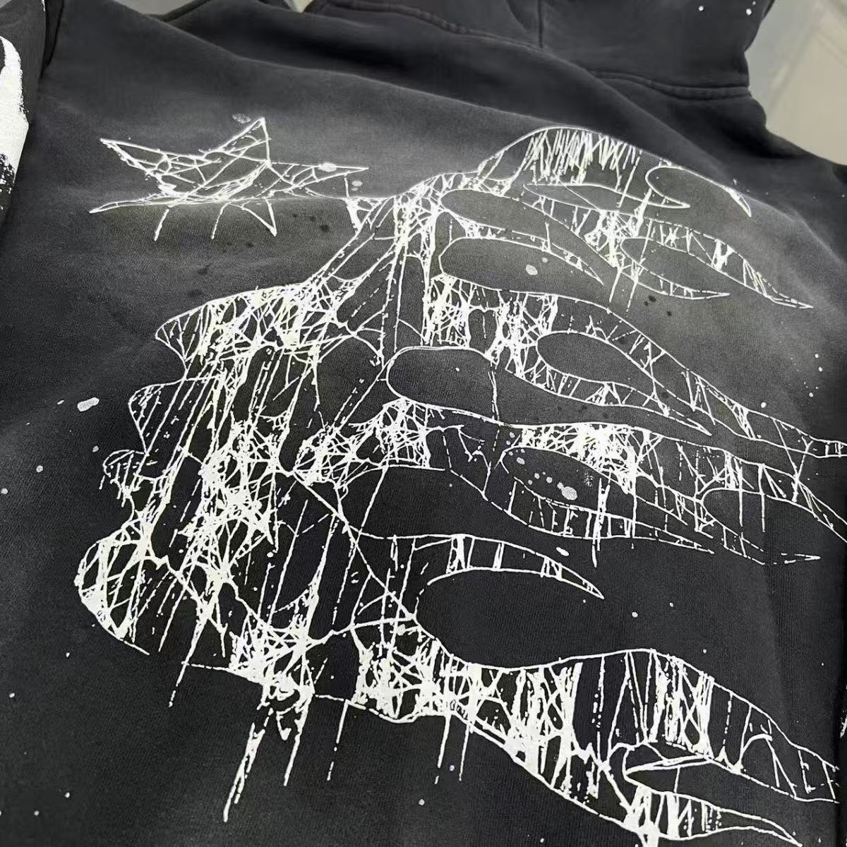 HS  Big Graphic Splash Inked Aged Zip Hoodi