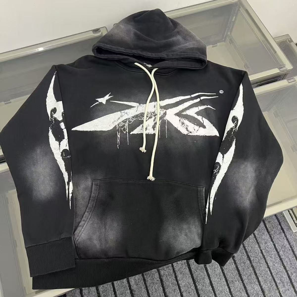 HS Hellstar Big Graphic Splash Inked Aged  Hoodie