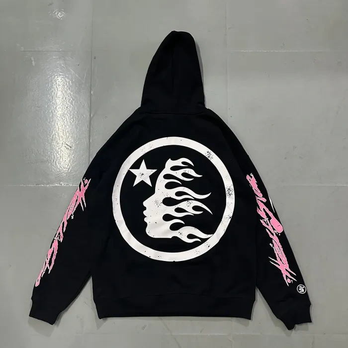HS Sleeve Arm Pink Letter Flame Print hoodie 2 colors