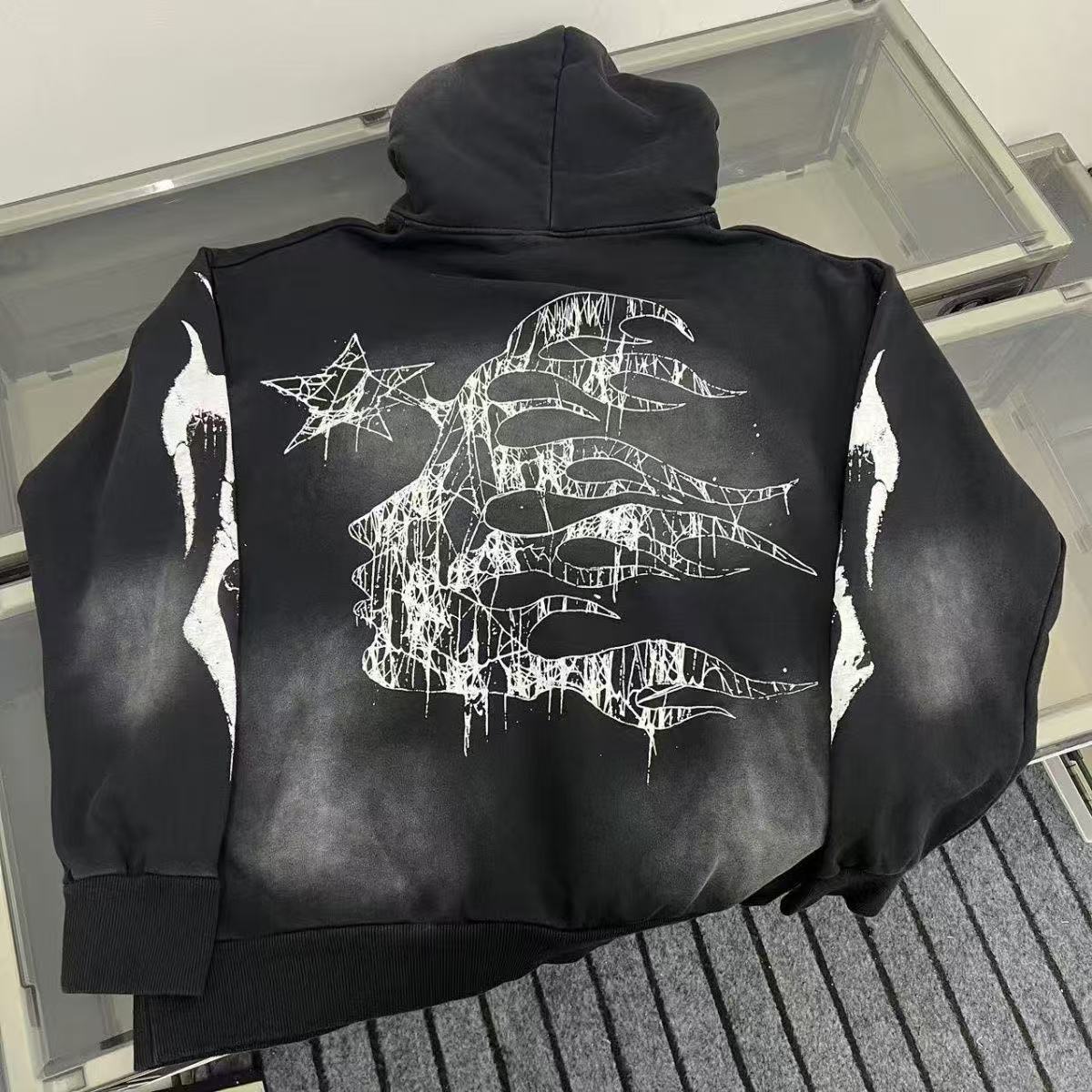 HS Hellstar Big Graphic Splash Inked Aged  Hoodie