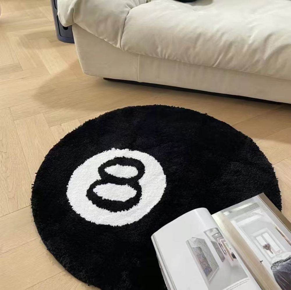 Stussy Black 8 Round Rug