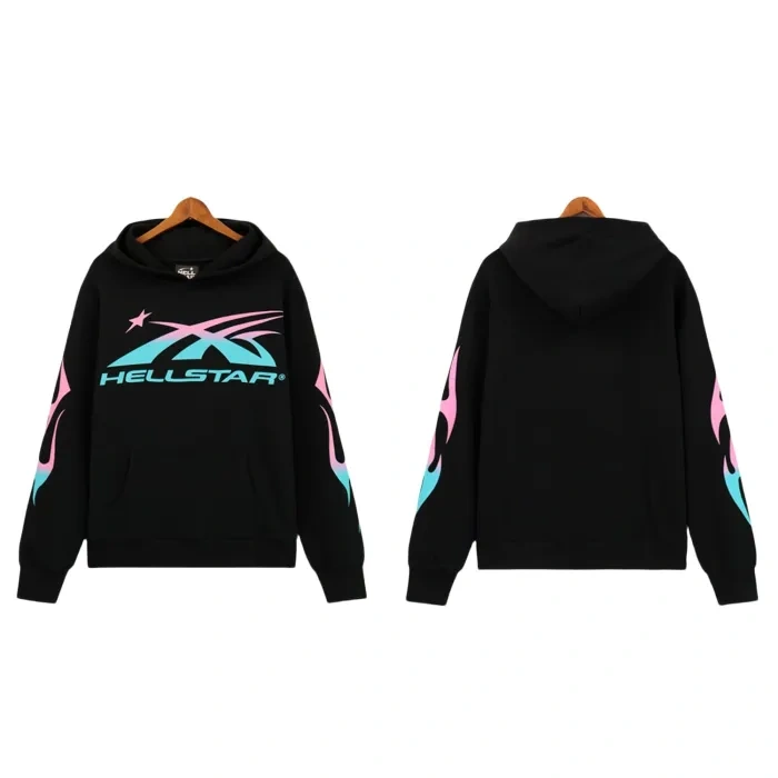 HS Powder Blue Gradient Letter Flame hoodie & pants set 2 colors