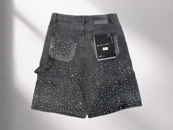 Purple Brand 1:1 quality version Rhinestone Denim Shorts