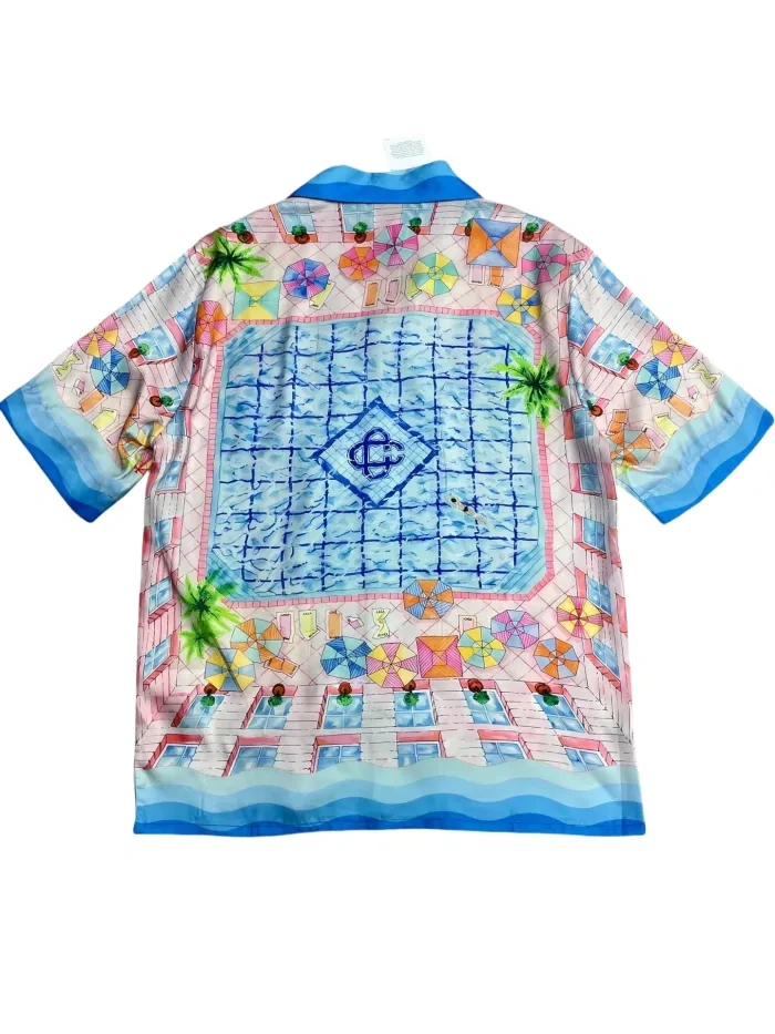Casa 1:1 quality version  Silk Swimming Pool Printed Polo shirt & shorts set