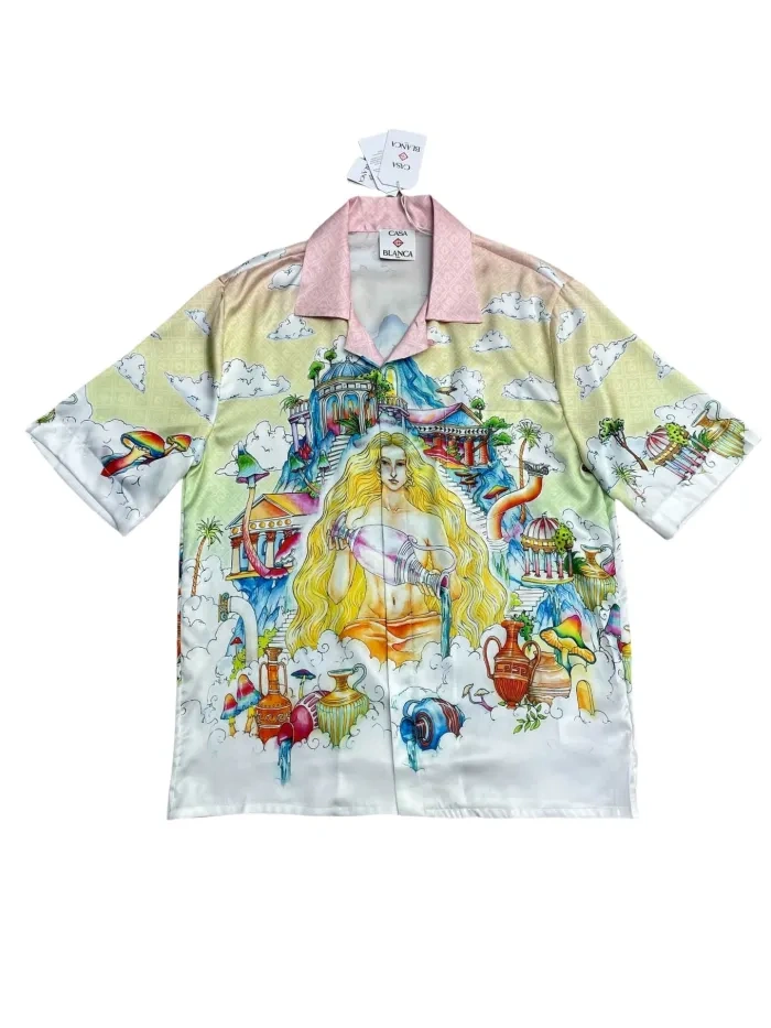 Casa 1:1 quality version  Mushroom Wonderland Printed Silk shirt