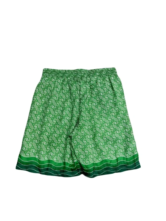 Casa 1:1 quality version Gradient Green Silk Polo shirt & shorts set