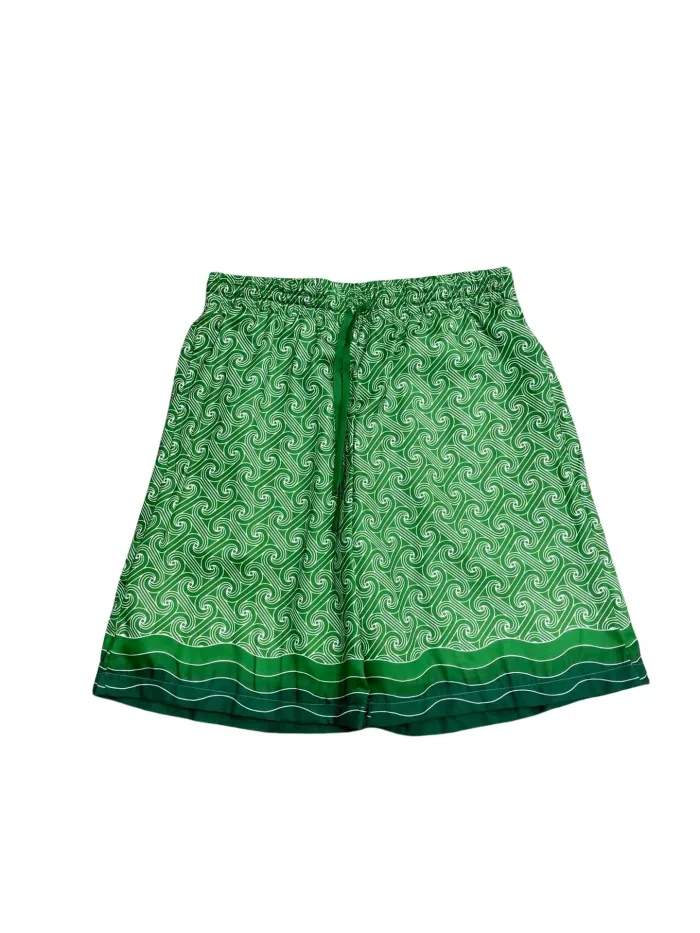 Casa 1:1 quality version Gradient Green Silk Polo shirt & shorts set