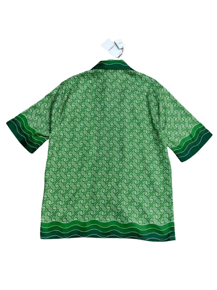 Casa 1:1 quality version Gradient Green Silk Polo shirt & shorts set
