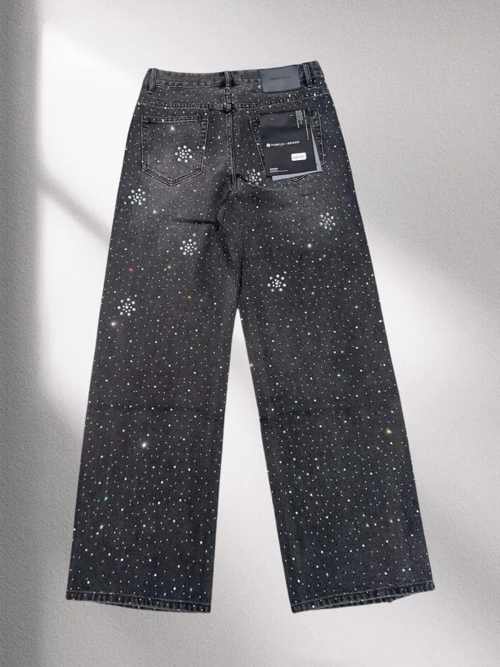 Purple Brand 1:1 quality version  Diamond Flower Wide Leg Jeans