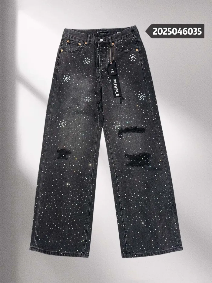 Purple Brand 1:1 quality version  Diamond Flower Wide Leg Jeans
