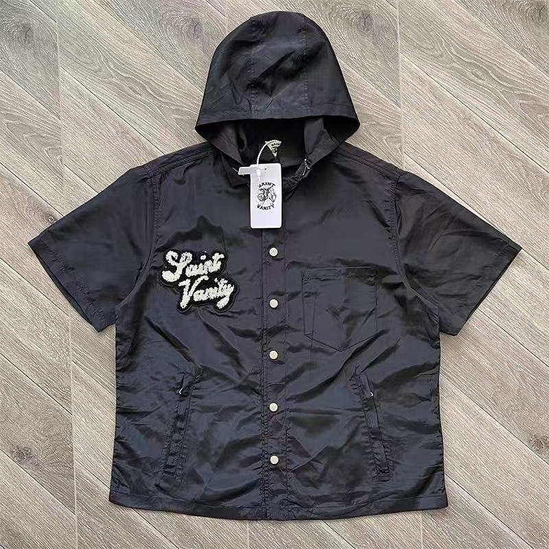 Saint Vanity Nylon Hood Button Up Shirt Shorts 4 Colors
