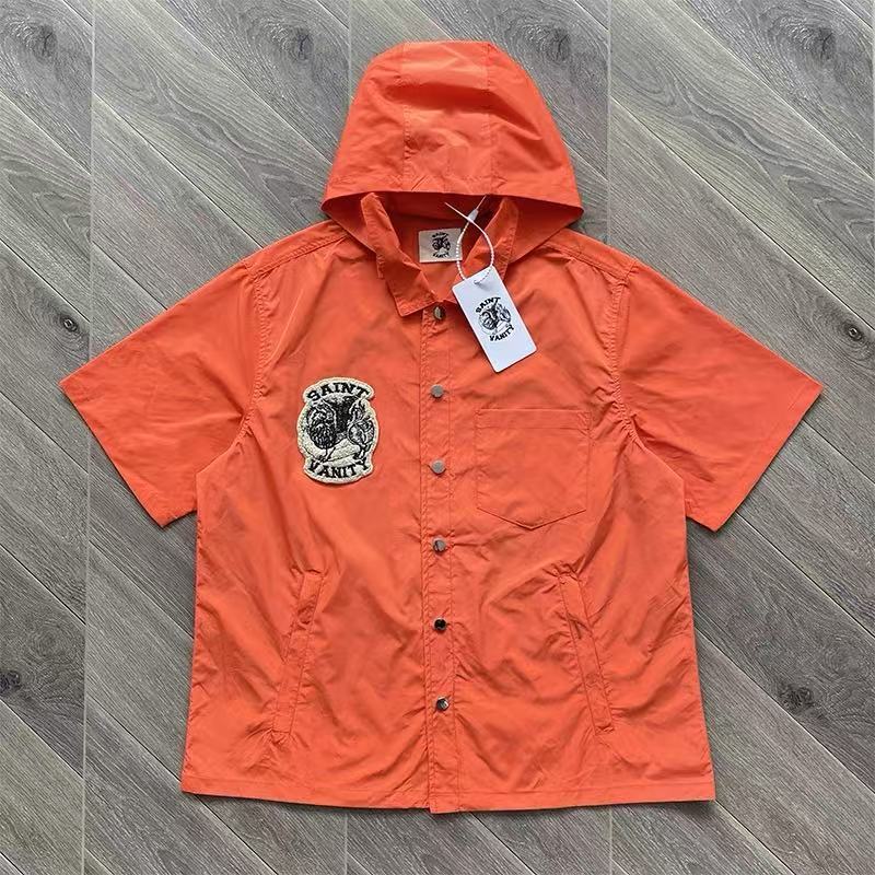 Saint Vanity Nylon Hood Button Up Shirt Shorts 4 Colors