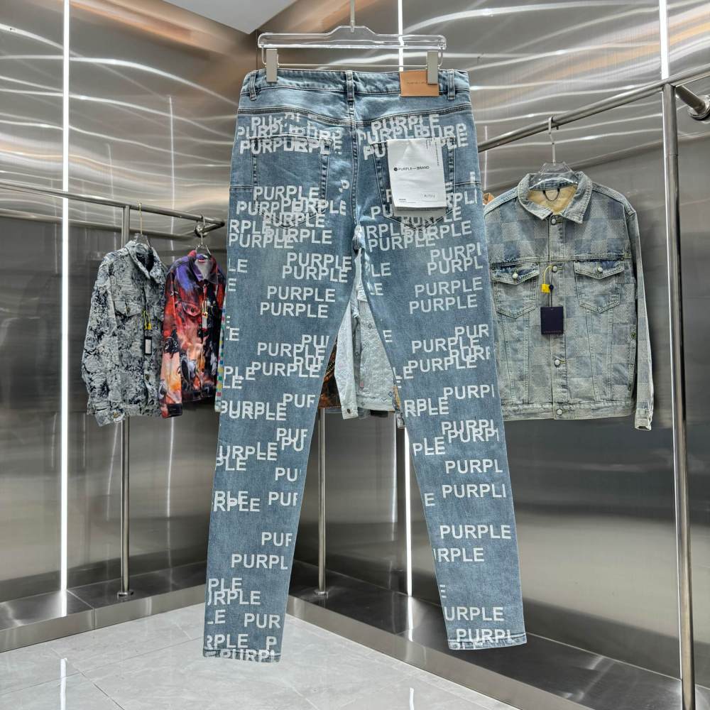 Purple Brand Full Printing Jeans Blue 394217