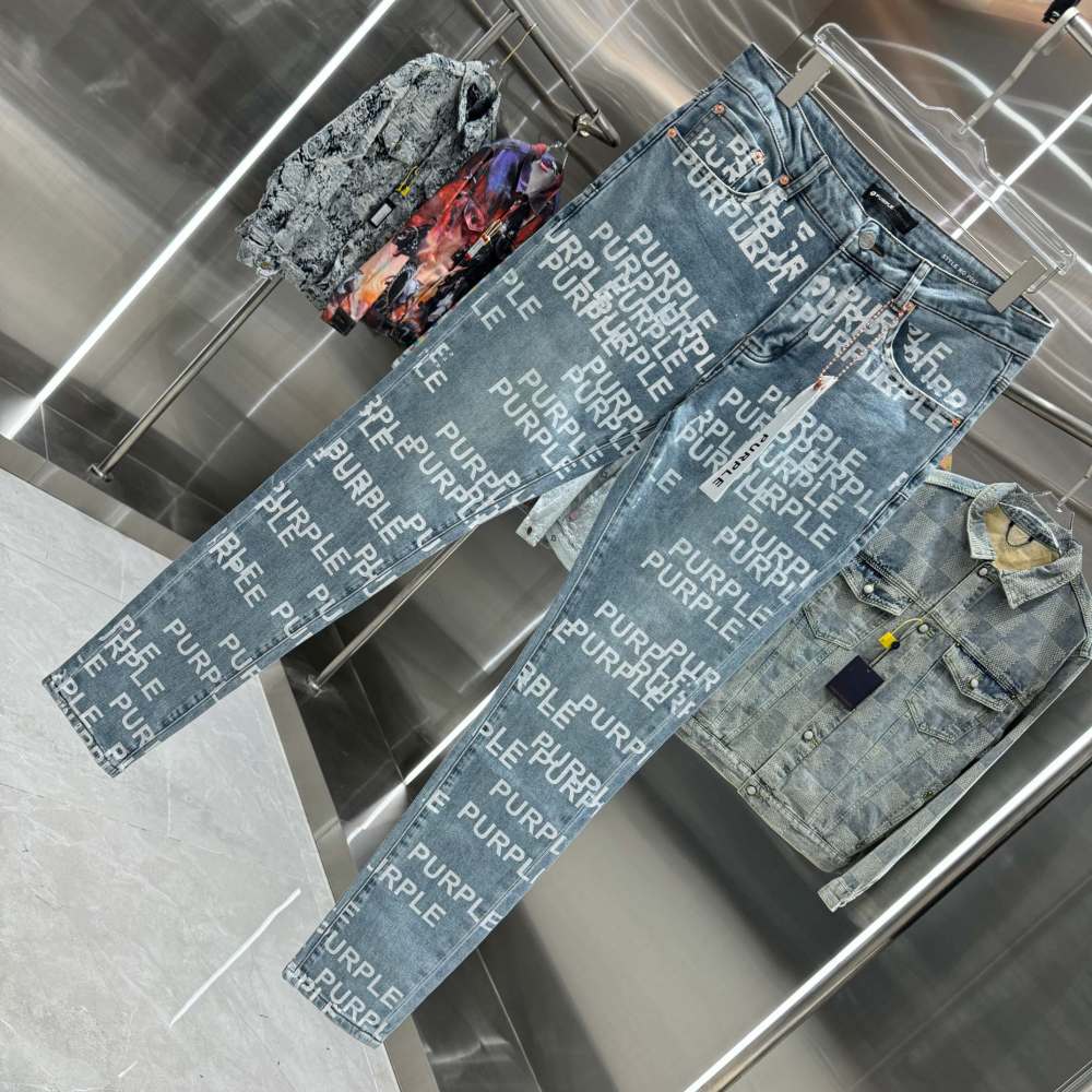 Purple Brand Full Printing Jeans Blue 394217