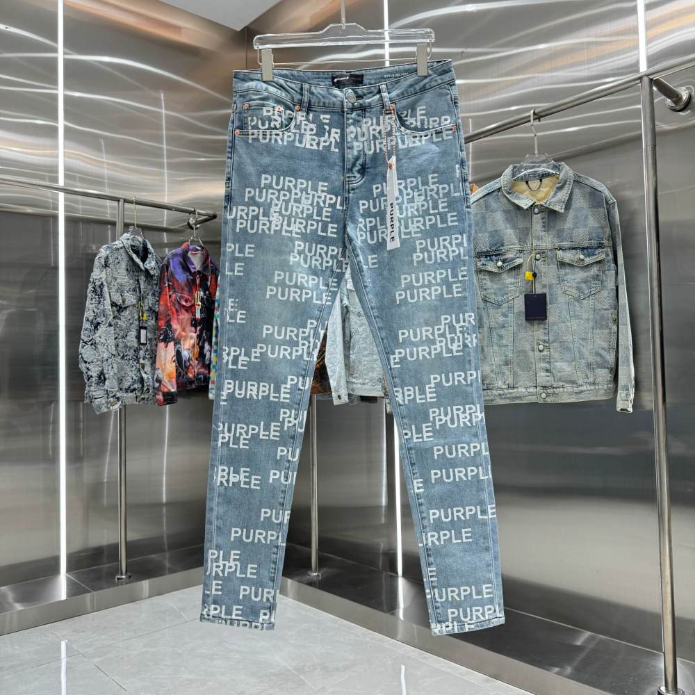 Purple Brand Full Printing Jeans Blue 394217