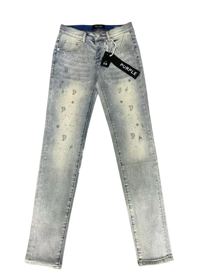 Purple 1:1 quality version  skinny rhinestones Jeans