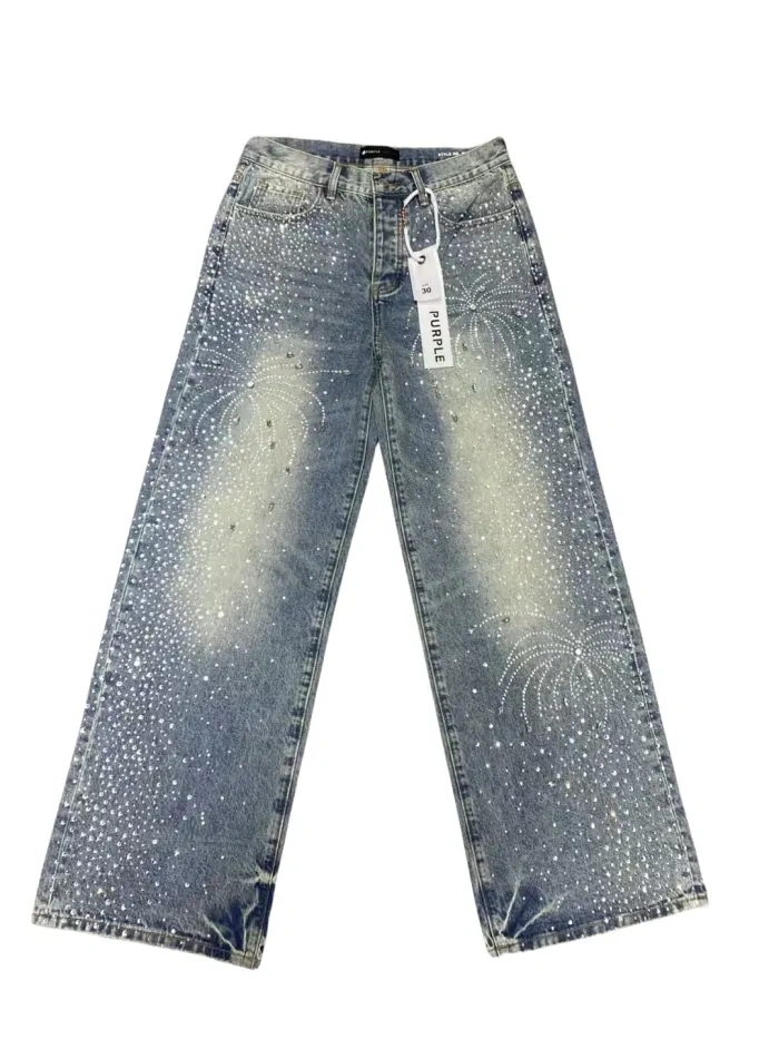 Purple 1:1 quality version full diamond firework Jeans
