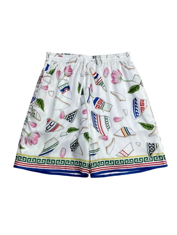 Casa 1:1 quality version Silk Digital Printed Polo Shirt & Shorts Set