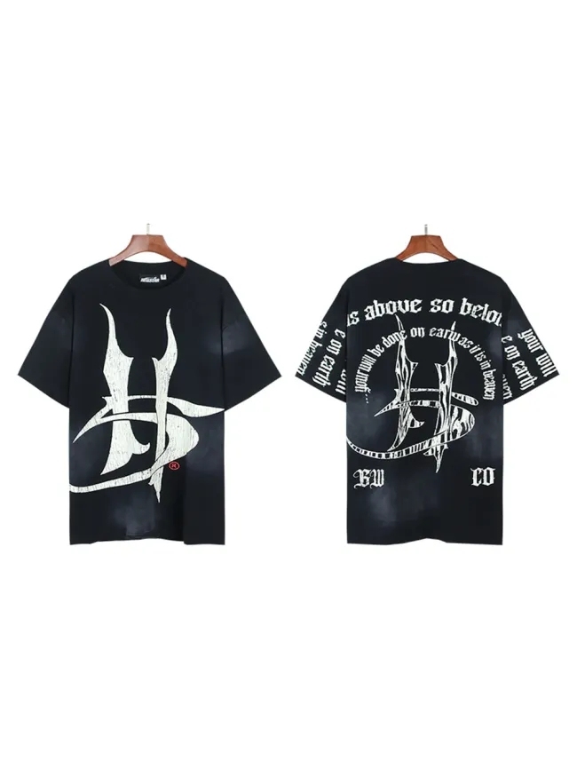 Hellstar HS Gothic Letter Print Washed Version Tee
