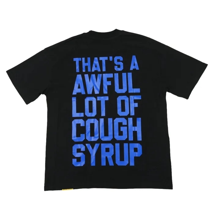 Thats Awful Lot Of Cough Syrup Leopard Skull Letter Print Tee