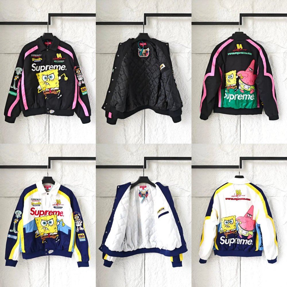 Sup x Spongerbob Squarepants x Jeff Hamilton Jacket Black White